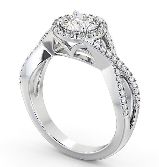 Halo Round Diamond Unique Design Engagement Ring Platinum ENRD191_WG_THUMB1