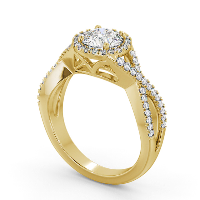 Halo Round Diamond Engagement Ring 18K Yellow Gold - Klara ENRD191_YG_SIDE