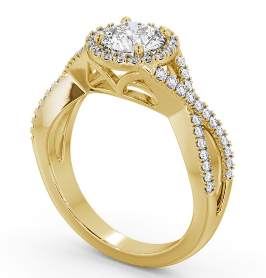 Halo Round Diamond Unique Design Engagement Ring 18K Yellow Gold ENRD191_YG_THUMB1