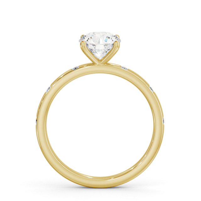Round Diamond Engagement Ring 18K Yellow Gold Solitaire With Side Stones - Noreen ENRD191S_YG_UP