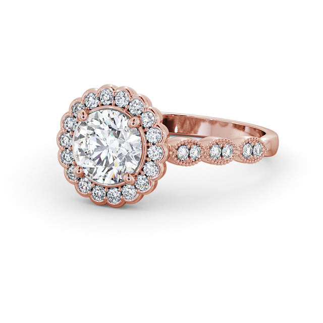 Halo Round Diamond Engagement Ring 18K Rose Gold - Garnant ENRD192_RG_FLAT