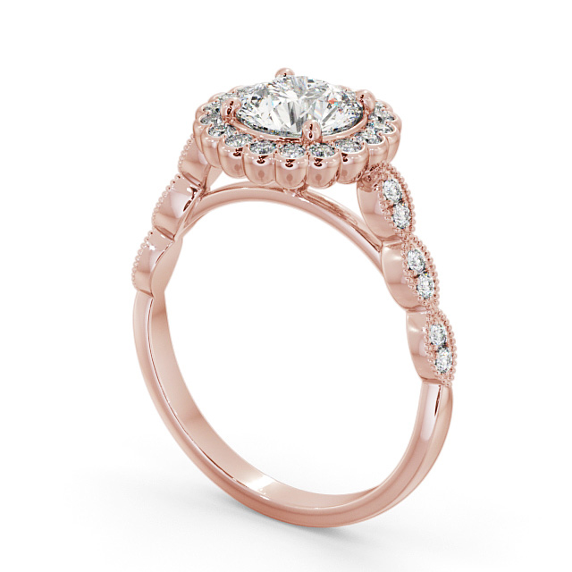 Halo Round Diamond Engagement Ring 18K Rose Gold - Garnant