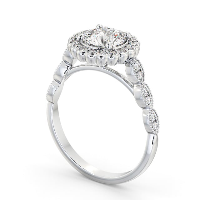 Halo Round Diamond Engagement Ring 18K White Gold - Garnant ENRD192_WG_SIDE