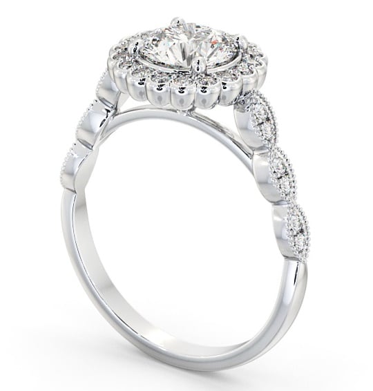 Halo Round Diamond High Setting Engagement Ring 18K White Gold ENRD192_WG_THUMB1 
