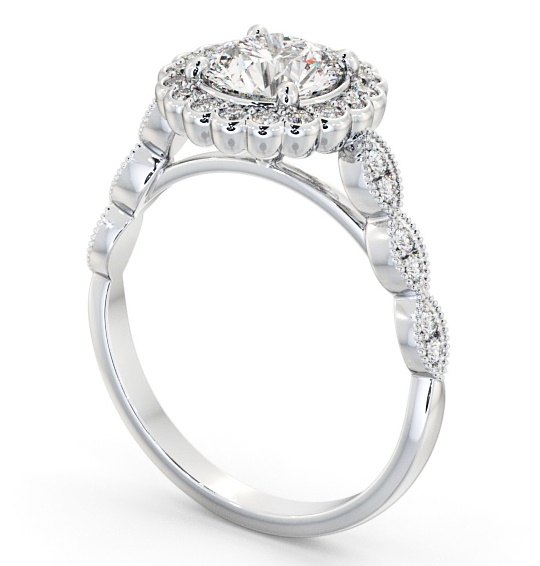 Halo Round Diamond High Setting Engagement Ring Platinum ENRD192_WG_THUMB1 