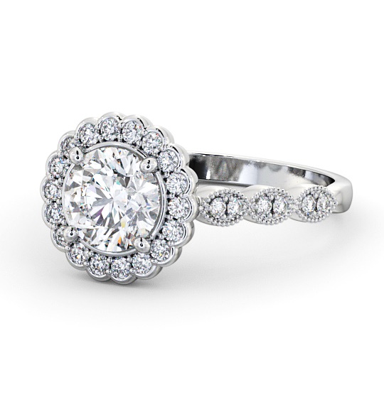 Halo Round Diamond High Setting Engagement Ring 18K White Gold ENRD192_WG_THUMB2 