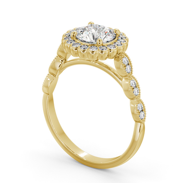 Halo Round Diamond Engagement Ring 18K Yellow Gold - Garnant ENRD192_YG_SIDE