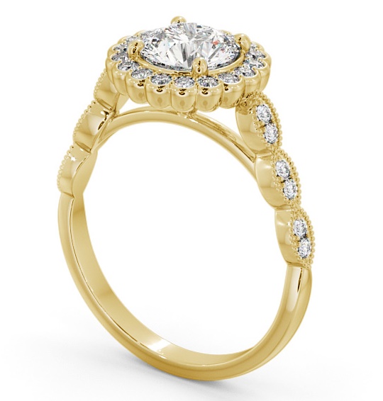 Halo Round Diamond High Setting Engagement Ring 18K Yellow Gold ENRD192_YG_THUMB1 