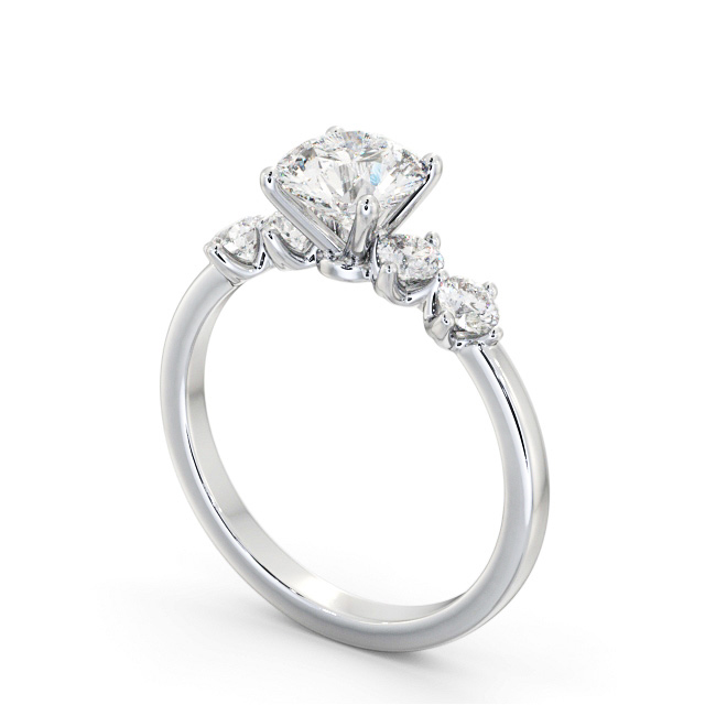 Round Diamond Engagement Ring Palladium Solitaire With Side Stones - Amanel
