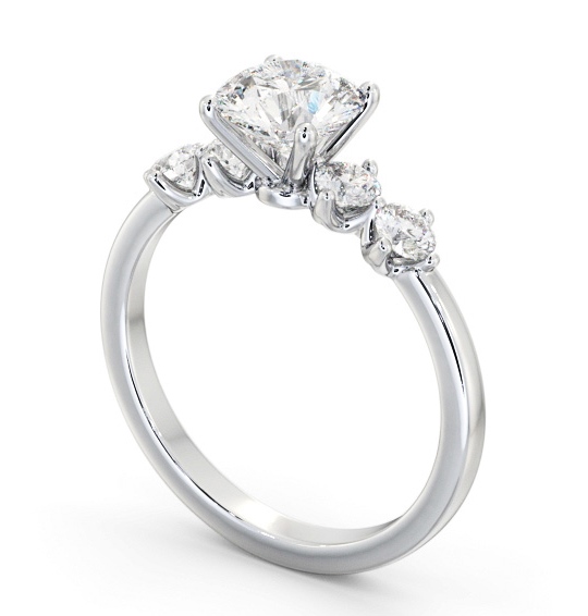 Round Diamond Engagement Ring Palladium Solitaire With Side Stones - Amanel ENRD192S_WG_THUMB1
