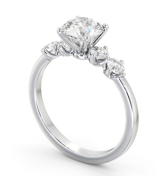 Round Diamond 4 Prong Engagement Ring Platinum Solitaire with Channel Set Side Stones ENRD192S_WG_THUMB1