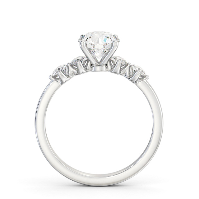 Round Diamond Engagement Ring Palladium Solitaire With Side Stones - Amanel ENRD192S_WG_UP