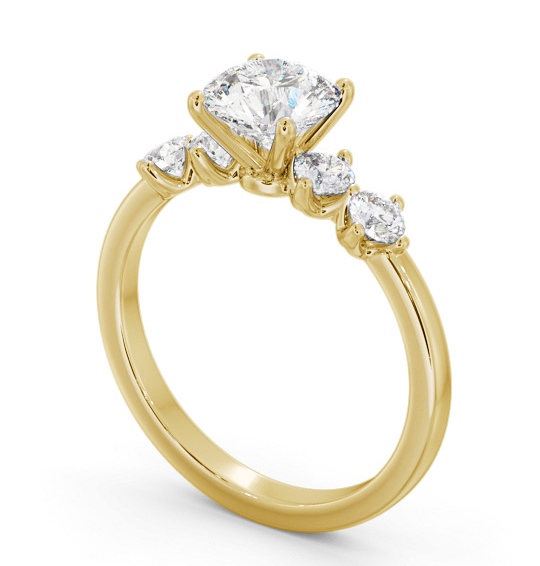 Round Diamond Engagement Ring 18K Yellow Gold Solitaire With Side Stones - Amanel ENRD192S_YG_THUMB1