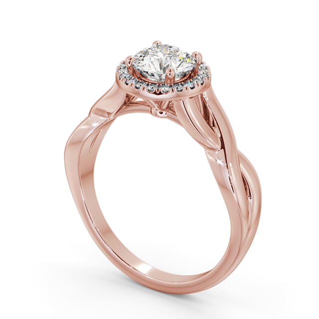 Halo Round Diamond Engagement Ring 9K Rose Gold - Dora ENRD193_RG_SIDE
