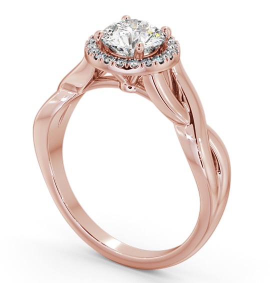 Halo Round Diamond Crossover Band Engagement Ring 9K Rose Gold ENRD193_RG_THUMB1