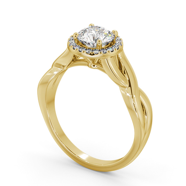 Halo Round Diamond Engagement Ring 18K Yellow Gold - Dora ENRD193_YG_SIDE