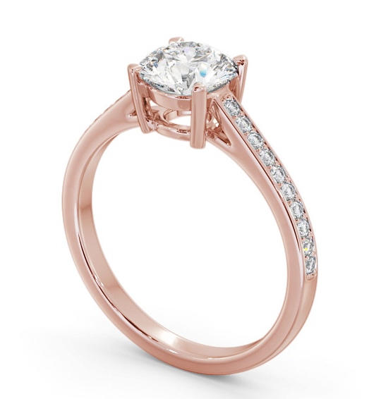 Round Diamond Box Style Setting Engagement Ring 9K Rose Gold Solitaire with Channel Set Side Stones ENRD193S_RG_THUMB1