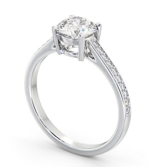 Round Diamond Box Style Setting Engagement Ring Platinum Solitaire with Channel Set Side Stones ENRD193S_WG_THUMB1