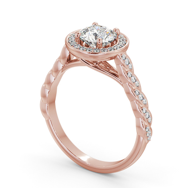 Halo Round Diamond Engagement Ring 18K Rose Gold - Brussel ENRD194_RG_SIDE