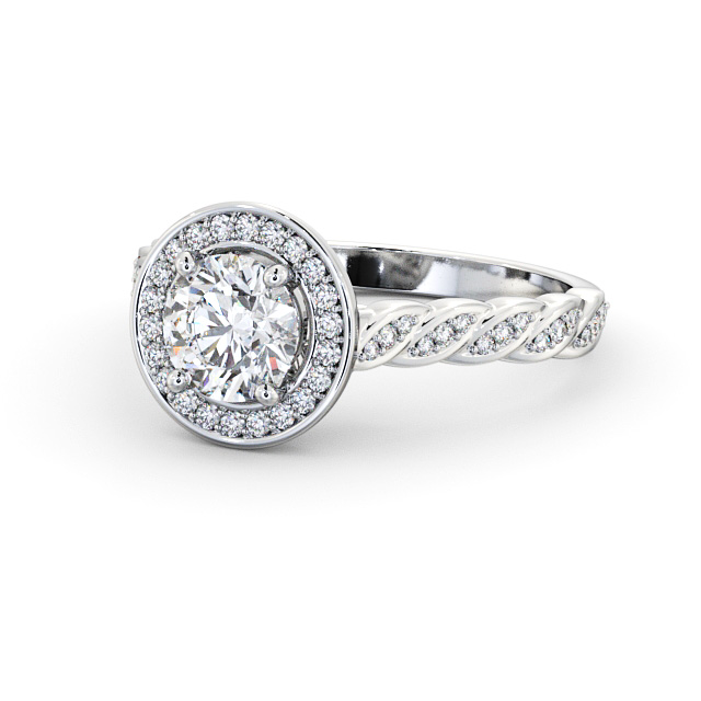 Halo Round Diamond Engagement Ring Palladium - Brussel ENRD194_WG_FLAT