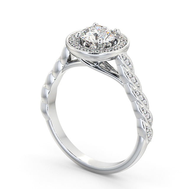 Halo Round Diamond Engagement Ring Palladium - Brussel ENRD194_WG_SIDE