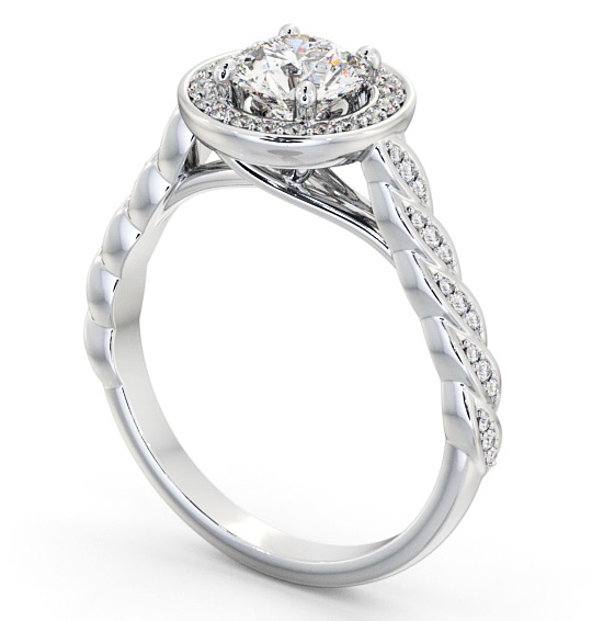 Halo Round Diamond Intricate Design Engagement Ring 9K White Gold ENRD194_WG_THUMB1