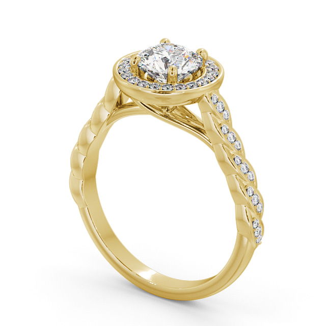 Halo Round Diamond Engagement Ring 9K Yellow Gold - Brussel ENRD194_YG_SIDE