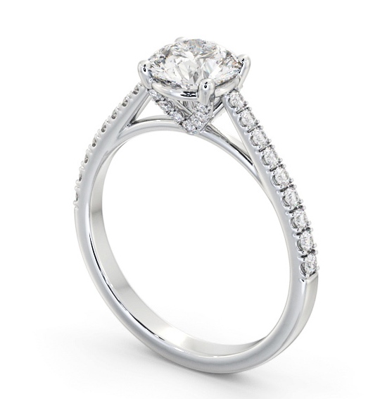 Round Diamond Engagement Ring Palladium Solitaire With Side Stones - Hurst ENRD194S_WG_THUMB1