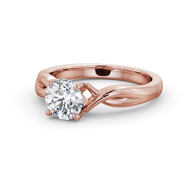 Round Diamond Engagement Ring 18K Rose Gold Solitaire - Kolva ENRD195_RG_FLAT
