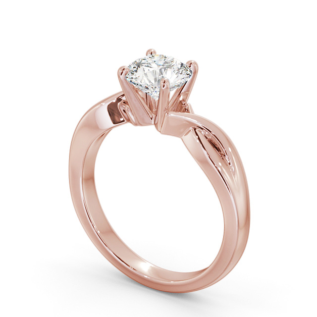 Round Diamond Engagement Ring 18K Rose Gold Solitaire - Kolva ENRD195_RG_SIDE