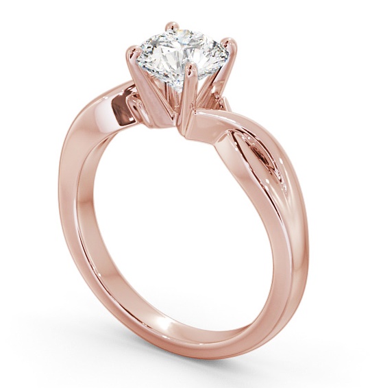 Round Diamond Contemporary Style Engagement Ring 18K Rose Gold Solitaire ENRD195_RG_THUMB1