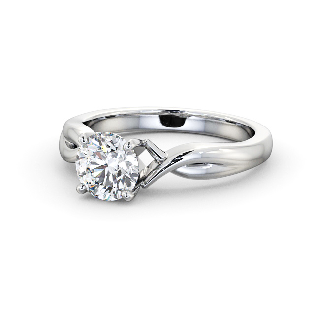 Round Diamond Engagement Ring Platinum Solitaire - Kolva ENRD195_WG_FLAT