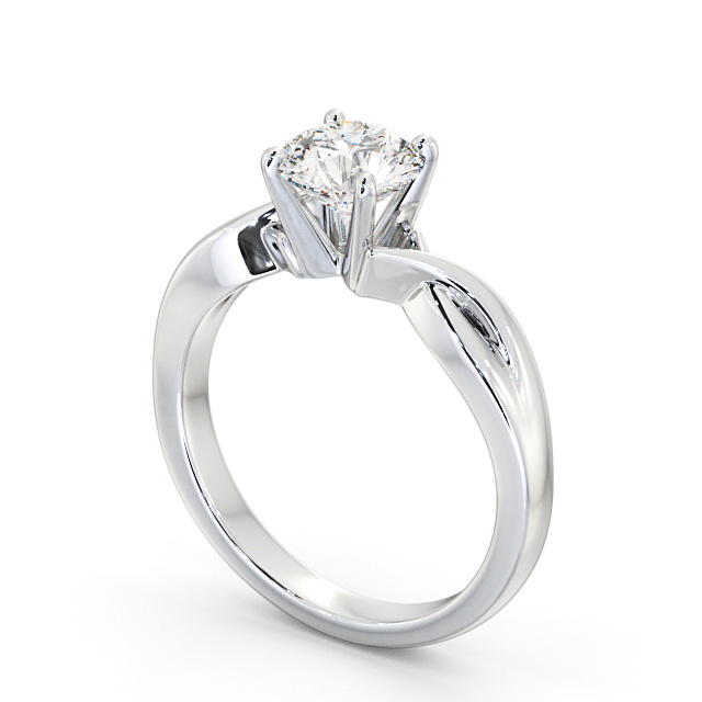Round Diamond Engagement Ring Platinum Solitaire - Kolva ENRD195_WG_SIDE