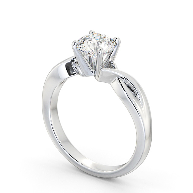 Round Diamond Engagement Ring 9K White Gold Solitaire - Kolva ENRD195_WG_SIDE