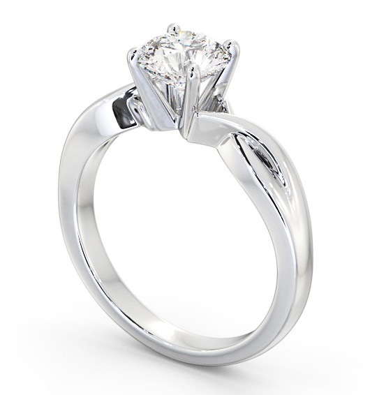 Round Diamond Contemporary Style Engagement Ring Platinum Solitaire ENRD195_WG_THUMB1 