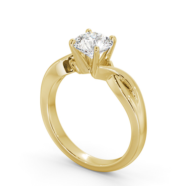 Round Diamond Engagement Ring 18K Yellow Gold Solitaire - Kolva ENRD195_YG_SIDE
