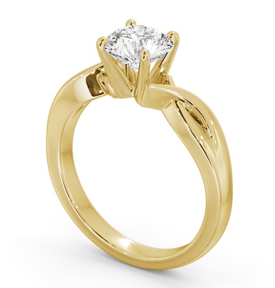 Round Diamond Contemporary Style Engagement Ring 18K Yellow Gold Solitaire ENRD195_YG_THUMB1 