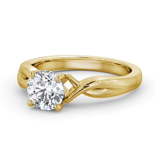 Kolva Round Diamond Engagement Ring Twisted Band ENRD195_YG_THUMB2 