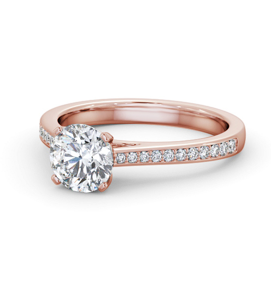 Poppy Round Diamond Engagement Ring Side Stones Tapered Band ENRD195S_RG_THUMB2 