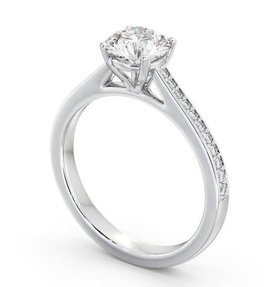 Round Diamond Engagement Ring Palladium Solitaire With Side Stones - Poppy ENRD195S_WG_THUMB1