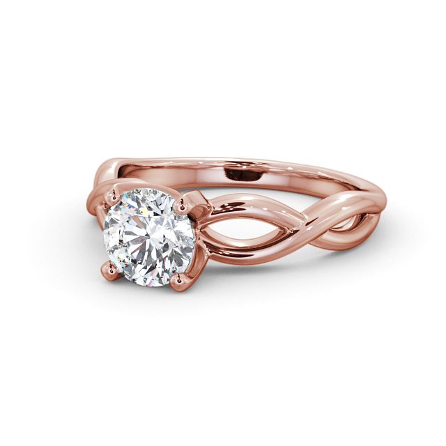 Round Diamond Engagement Ring 18K Rose Gold Solitaire - Arberth ENRD196_RG_FLAT