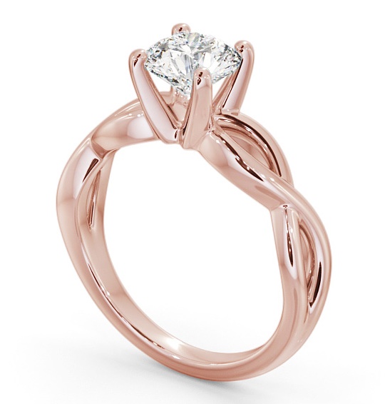 Round Diamond Crossover Band Engagement Ring 9K Rose Gold Solitaire ENRD196_RG_THUMB1