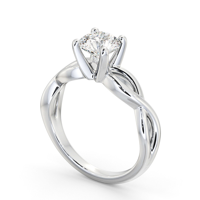 Round Diamond Engagement Ring 18K White Gold Solitaire - Arberth ENRD196_WG_SIDE