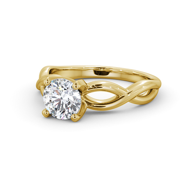 Round Diamond Engagement Ring 9K Yellow Gold Solitaire - Arberth ENRD196_YG_FLAT