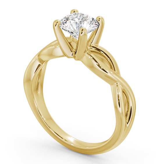 Round Diamond Crossover Band Engagement Ring 9K Yellow Gold Solitaire ENRD196_YG_THUMB1