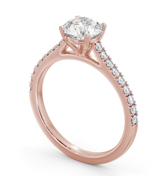 Round Diamond 4 Prong Engagement Ring 9K Rose Gold Solitaire with Channel Set Side Stones ENRD196S_RG_THUMB1