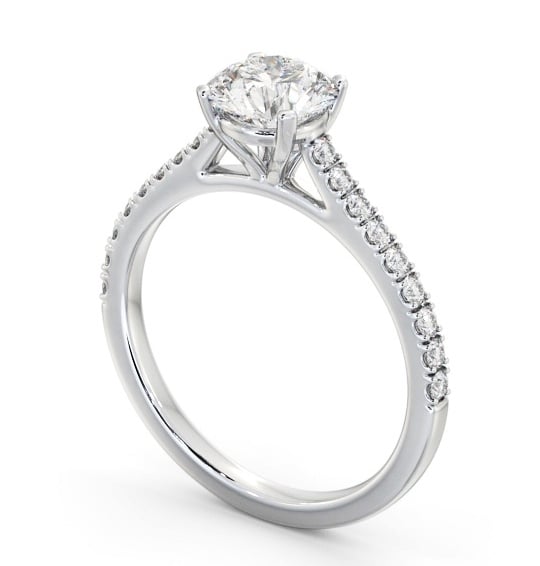 Round Diamond 4 Prong Engagement Ring 18K White Gold Solitaire with Channel Set Side Stones ENRD196S_WG_THUMB1 