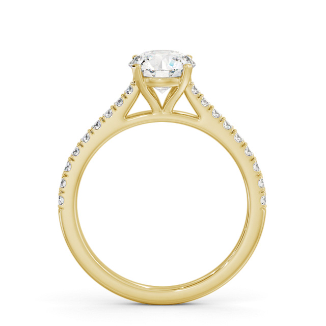 Round Diamond Engagement Ring 18K Yellow Gold Solitaire With Side Stones - Annick ENRD196S_YG_UP