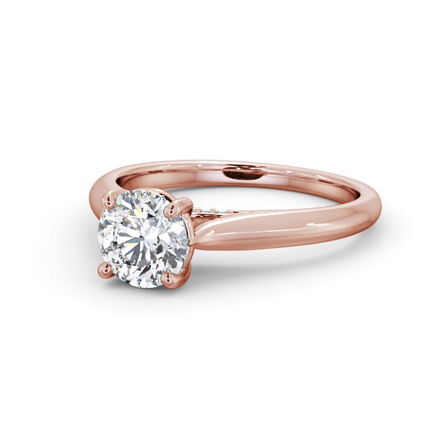Round Diamond Engagement Ring 9K Rose Gold Solitaire - Agnese ENRD197_RG_FLAT