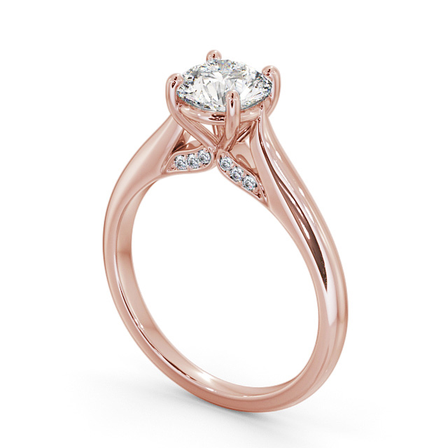 Round Diamond Engagement Ring 9K Rose Gold Solitaire - Agnese ENRD197_RG_SIDE